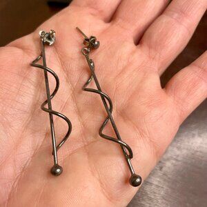 Sterling Silver Avant garde Swirl Earrings
